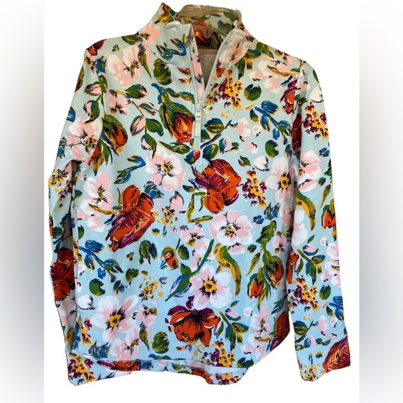 Vera Bradley French Terry Sea Air Floral Quarter Zip Pullover (Size XS) - Picture 2 of 10